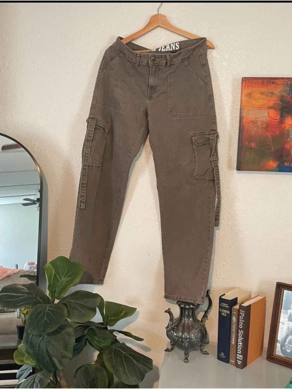 VIP Women’s Cargo Jeans - Olive Brown